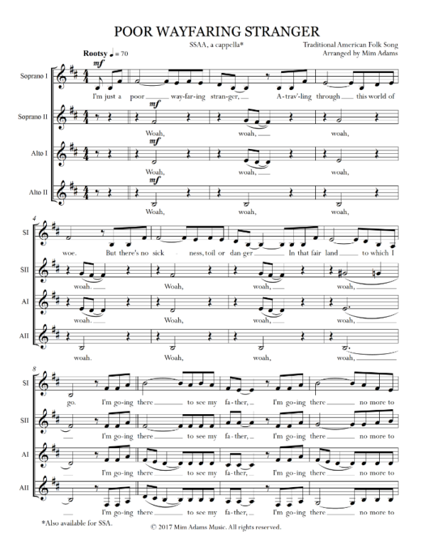 Poor Wayfaring Stranger SSAA - Image 2