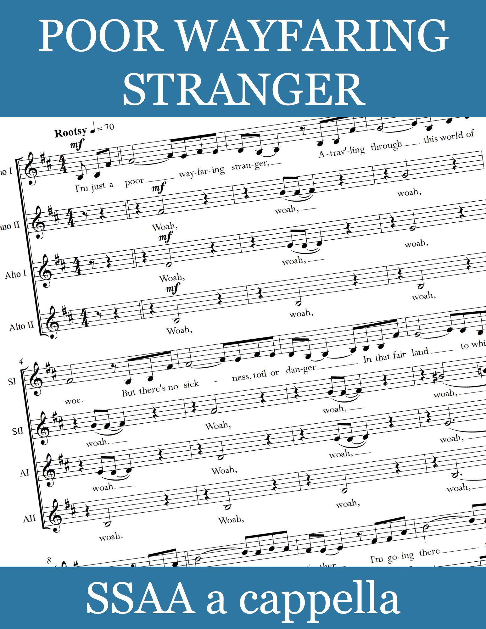 Song title and snippet of the four-stave score